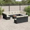 Image de vidaXL Salon de jardin avec coussins 14 pcs noir résine tressée