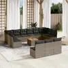 Image de vidaXL Salon de jardin avec coussins 14 pcs gris résine tressée