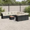 Image de vidaXL Salon de jardin 12 pcs avec coussins noir résine tressée