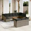 Image de vidaXL Salon de jardin avec coussins 14 pcs gris résine tressée