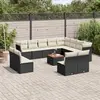 Image de vidaXL Salon de jardin avec coussins 13 pcs noir résine tressée