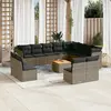 Image de vidaXL Salon de jardin avec coussins 13 pcs gris résine tressée