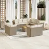 Image de vidaXL Salon de jardin avec coussins 12 pcs beige résine tressée