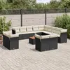 Image de vidaXL Salon de jardin avec coussins 14 pcs noir résine tressée