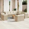 Image de vidaXL Salon de jardin avec coussins 14 pcs beige résine tressée