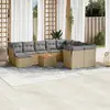 Image de vidaXL Salon de jardin et coussins 11 pcs mélange beige résine tressée