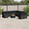 Image de vidaXL Salon de jardin 12 pcs avec coussins noir résine tressée