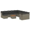 Image de vidaXL Salon de jardin avec coussins 12 pcs gris résine tressée