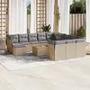 Image de vidaXL Salon de jardin et coussins 13 pcs mélange beige résine tressée