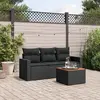 Image de vidaXL Salon de jardin 4 pcs avec coussins noir résine tressée