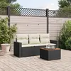 Image de vidaXL Salon de jardin 4 pcs avec coussins noir résine tressée