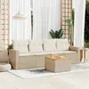 Image de vidaXL Salon de jardin avec coussins 5 pcs beige résine tressée