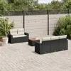 Image de vidaXL Salon de jardin 6 pcs avec coussins noir résine tressée