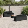 Image de vidaXL Salon de jardin 7 pcs avec coussins noir résine tressée