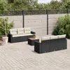 Image de vidaXL Salon de jardin 7 pcs avec coussins noir résine tressée