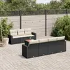 Image de vidaXL Salon de jardin 8 pcs avec coussins noir résine tressée
