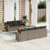 Image de vidaXL Salon de jardin 8 pcs avec coussins gris résine tressée