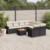 Image de vidaXL Salon de jardin 9 pcs avec coussins noir résine tressée