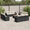 Image de vidaXL Salon de jardin avec coussins 13 pcs noir résine tressée