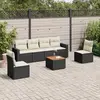 Image de vidaXL Salon de jardin 7 pcs avec coussins noir résine tressée
