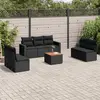 Image de vidaXL Salon de jardin 8 pcs avec coussins noir résine tressée