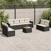 Image de vidaXL Salon de jardin 9 pcs avec coussins noir résine tressée