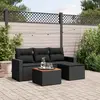 Image de vidaXL Salon de jardin 5 pcs avec coussins noir résine tressée