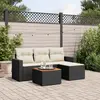 Image de vidaXL Salon de jardin 5 pcs avec coussins noir résine tressée