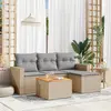 Image de vidaXL Salon de jardin avec coussins 5pcs mélange beige résine tressée