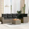 Image de vidaXL Salon de jardin 6 pcs avec coussins gris résine tressée