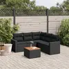 Image de vidaXL Salon de jardin 6 pcs avec coussins noir résine tressée