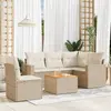 Image de vidaXL Salon de jardin avec coussins 6 pcs beige résine tressée