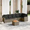 Image de vidaXL Salon de jardin avec coussins 7 pcs gris résine tressée