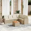 Image de vidaXL Salon de jardin avec coussins 7 pcs beige résine tressée