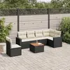 Image de vidaXL Salon de jardin 7 pcs avec coussins noir résine tressée