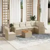 Image de vidaXL Salon de jardin avec coussins 7 pcs beige résine tressée