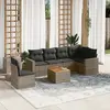 Image de vidaXL Salon de jardin avec coussins 7 pcs gris résine tressée