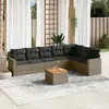 Image de vidaXL Salon de jardin 8 pcs avec coussins gris résine tressée