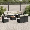 Image de vidaXL Salon de jardin 9 pcs avec coussins noir résine tressée