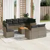 Image de vidaXL Salon de jardin 9 pcs avec coussins gris résine tressée