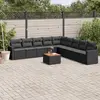 Image de vidaXL Salon de jardin 10 pcs avec coussins noir résine tressée