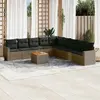 Image de vidaXL Salon de jardin avec coussins 10 pcs gris résine tressée