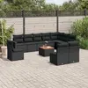 Image de vidaXL Salon de jardin 11 pcs avec coussins noir résine tressée