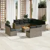 Image de vidaXL Salon de jardin avec coussins 12 pcs gris résine tressée