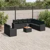 Image de vidaXL Salon de jardin 10 pcs avec coussins noir résine tressée