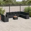 Image de vidaXL Salon de jardin 11 pcs avec coussins noir résine tressée