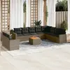 Image de vidaXL Salon de jardin 11 pcs avec coussins gris résine tressée