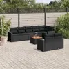 Image de vidaXL Salon de jardin 9 pcs avec coussins noir résine tressée