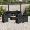 Image de vidaXL Salon de jardin 9 pcs avec coussins noir résine tressée