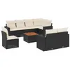 Image de vidaXL Salon de Jardin avec Coussins 9 pcs, Canapés de Patio, Ensemble de Meubles, Mobilier de Terrasse Exterieur, Noir Résine Tressée
